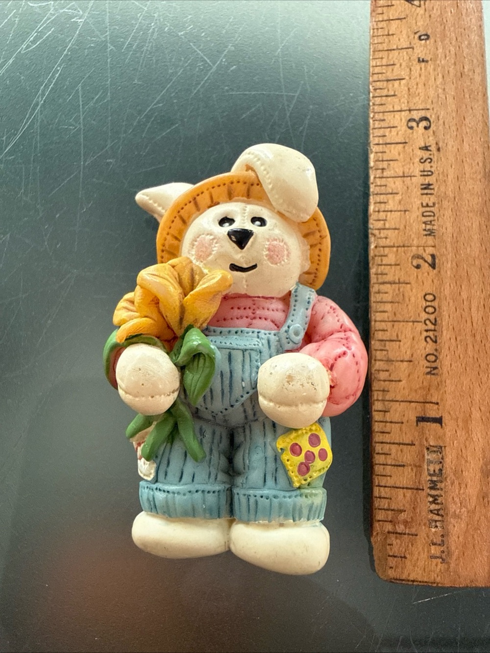Easter Resin Soft Sculpture Bunny Rabbits Standing - Brooch